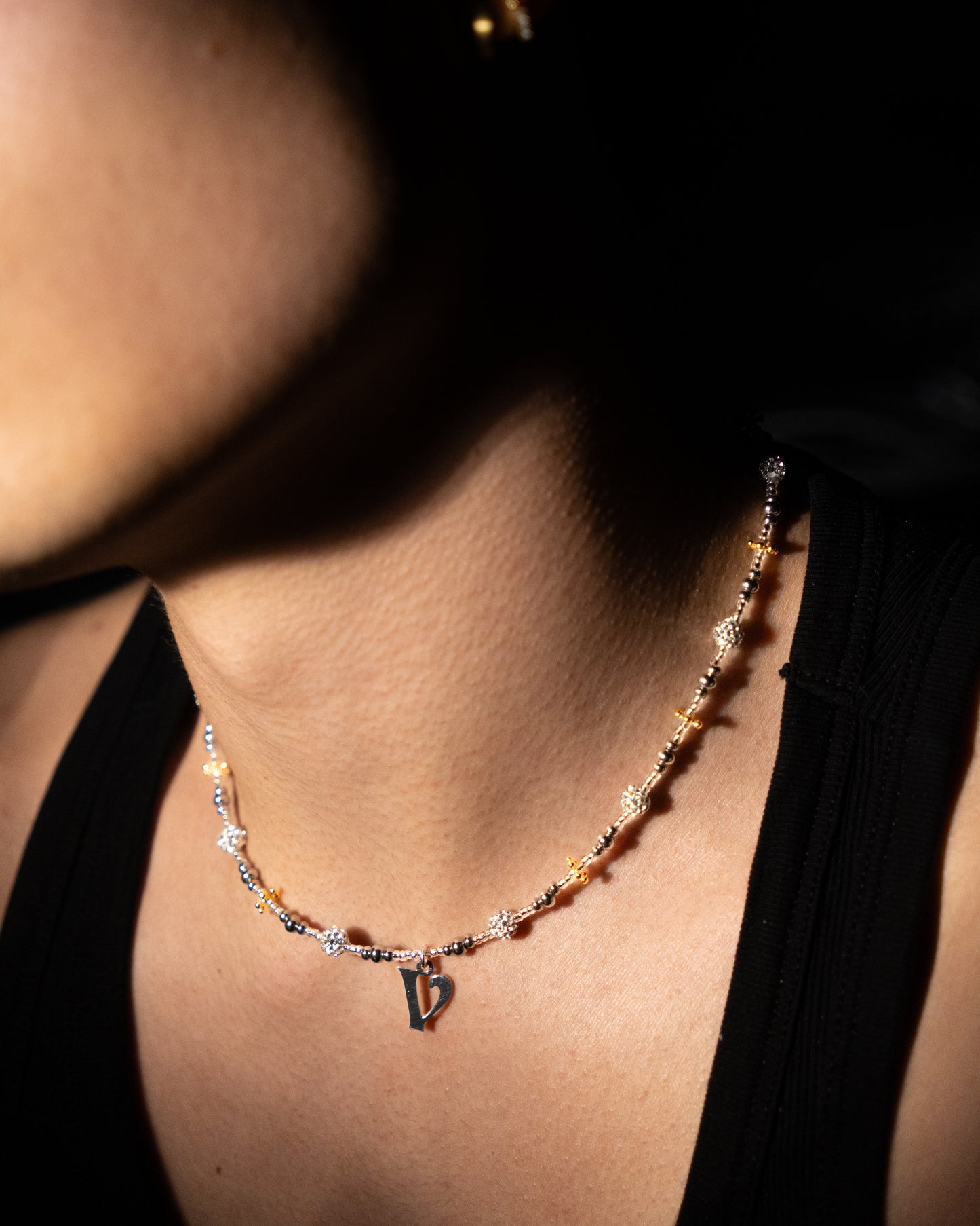 V charm necklace